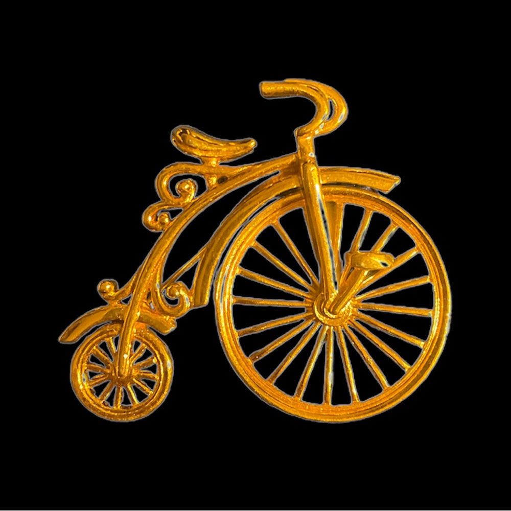Gold Tone Bicycle Brooch